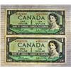 Image 1 : PAIR OF CANADIAN ONE DOLLAR BILLS