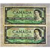 PAIR OF CANADIAN ONE DOLLAR BILLS