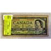 ONE 1954 CANADIAN ONE DOLLAR DEVILS FACE BANK NOTE