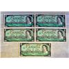 Image 1 : SET OF 5 1967 CND ONE DOLLAR BILLS UNCIRCULATED