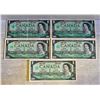 Image 1 : SET OF 5 1967 CND ONE DOLLAR BILLS UNCIRCULATED