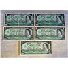 SET OF 5 1967 CND ONE DOLLAR BILLS UNCIRCULATED