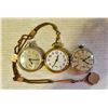 3 MENS OPEN FACE POCKET WATCHES WORKING