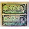 SET OF TWO 1967 ONE DOLLAR REPLACEMENT BANK NOTES