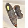 Image 1 : LOT OF 2 WOOD MASK WALL HANGINGS