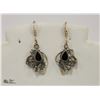 Image 1 : STERLING SILVER EARRINGS BLACK ONYX .925 FOR PIERCED EARS