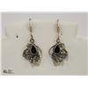 STERLING SILVER EARRINGS BLACK ONYX .925 FOR PIERCED EARS