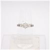 14 KARAT WHITE GOLD FANCY CUT DIAMOND RING SIZE 7 3/4, THE BRIGHT POLISHED MOUNT WITH FANCY CUT DIAM