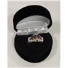 18K WHITE GOLD RUBY AND DIAMOND RING SIZE 7.5 4 RUBIES 34 DIAMONDS WITH APPRAISAL VALUE OF $3900.00