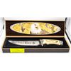 Image 1 : COLLECTOR EAGLE HUNTING KNIFE WITH SCRIMSHAW STYLE HANDLE