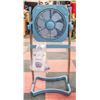 Image 1 : BLUE NEW ASSEMBLED AIR INNOVATION SWIRL STAND FAN & REMOTE