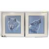 PAIR OF FRAMED WOLF PRINTS 16" X 18"