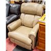 Image 1 : LIGHT BROWN LEATHERETTE ROCKING RECLINER NEEDS CLEANING.