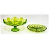 Image 1 : 2 VINTAGE GREEN GLASSS SERVING PIECES