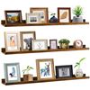 Image 1 : NEW GIFTGARDEN 47" FLOATING SHELVES, SET OF 3 RUSTIC BROWN, VARYING WIDTH SIZE, WALL MOUNTED, AMZ SE