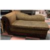 Image 1 : WOOD CARVED STYLE UPHOLSTERED CHAISE LOUNGE CHAIR