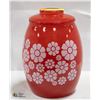 VINTAGE FLOWER DESIGN GLASS COOKIE JAR