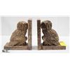 STONE CARVED OWL BOOKENDS