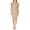 Image 1 : NEW LADIES SIZE 6 ADRIANNA PAPELL FLUTTER SLEEVE BOAT NECKLINE BEADED COCKTAIL DRESS WITH FULL COVER