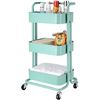 Image 1 : NEW REPACK SORTWISE 3 TIER METAL ROLLING UTILITY CART WITH BASKETS, HANDLES AND CASTOR WHEELS, AQUA 