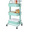 Image 1 : NEW REPACK SORTWISE 3 TIER METAL ROLLING UTILITY CART WITH BASKETS, HANDLES AND CASTOR WHEELS, AQUA 