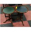 Image 1 : PAIR OF WOOD/LEATHER PLANT STANDS. 20" TALL