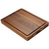 Image 2 : NEW LARGE ACACIA WOOD CUTTING BOARD, DOUBLE SIDED JUICE GROOVE, CRACKER/BREAD HOLDER, AMZ SES