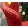Image 2 : RED HYDRAULIC SWIVEL BAR CHAIR, 24 - 32" SEAT LIFT *WORN ON BACK RIGHT CORNER ON THE TOP EDGE*, HBC 