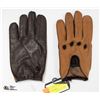 Image 1 : NEW PAIR OF MENS MED MARRON LEATHER DRIVING GLOVES LIGHT BROWN, HBC SES