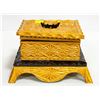 Image 1 : HAND CARVED WOODEN JEWELRY BOX WITH TRINKETS