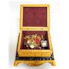 Image 2 : HAND CARVED WOODEN JEWELRY BOX WITH TRINKETS