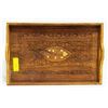 Image 1 : VINTAGE HAND CARVED WOODEN SERVING TRAY AUTHENTIC FROM ARCHANA HANDICRAFTS INDIA