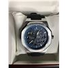 Image 2 : NEW MEN'S AUTOMATIC EDISON ROADSTER HEXAGON WATCH, SILVER COLOUR CASE, BLUE DIAL, RUBBER STRAP
