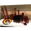 Image 1 : ASSORTED ART GLASS AND RED GLASS PIECES