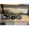 Image 1 : EZ CURL BAR, 4 SINGLE HAND BARS, SPIN CLIPS FOR THE BARS, AND ASSORTED WEIGHTS (10LBS, 7 1/2LBS,