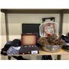 Image 2 : ASSORTED STORAGE LOCKER GOODS: PUTTER, PINE CONES, UMBRELLAS, BASEBALL MITTS, AND MORE