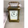 Image 2 : FRENCH BRASS CARRIAGE CLOCK CIRCA 1890 WITH PORCELAIN DIAL BLACK ROMAN NUMBERS AND BLUED STEEL