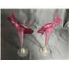 Image 2 : SET OF MATCHING RUBY GLASS JACK IN THE PULPIT VASES