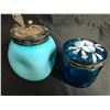 Image 2 : 2 HAND PAINTED GLASS JARS