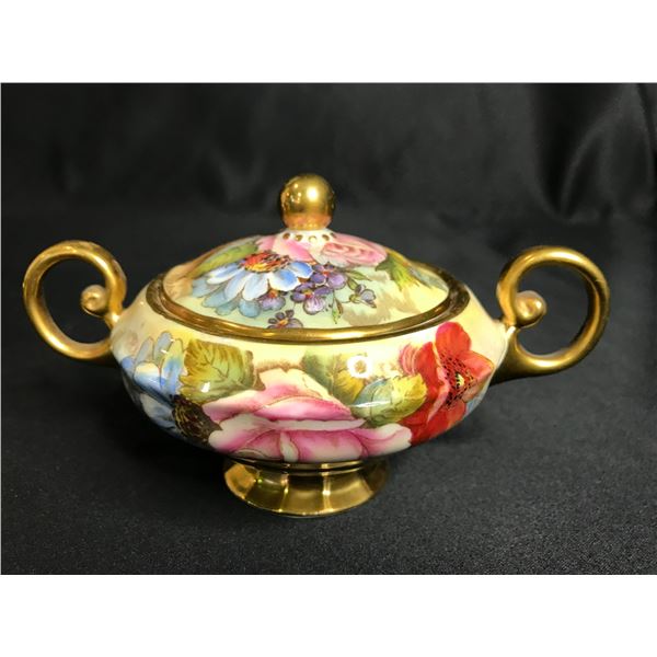 HAND PAINTED AYNSLEY SUGAR BOWL