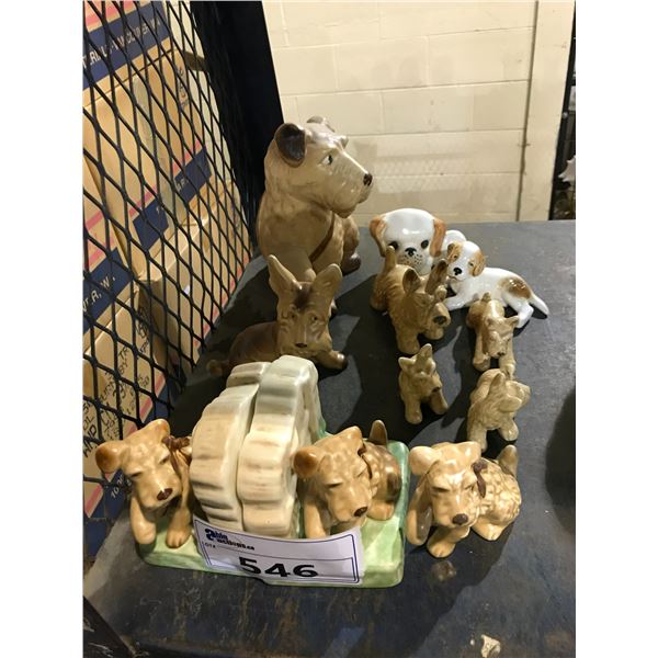 ASSORTED SYLVAC POTTERY DOG FIGURES