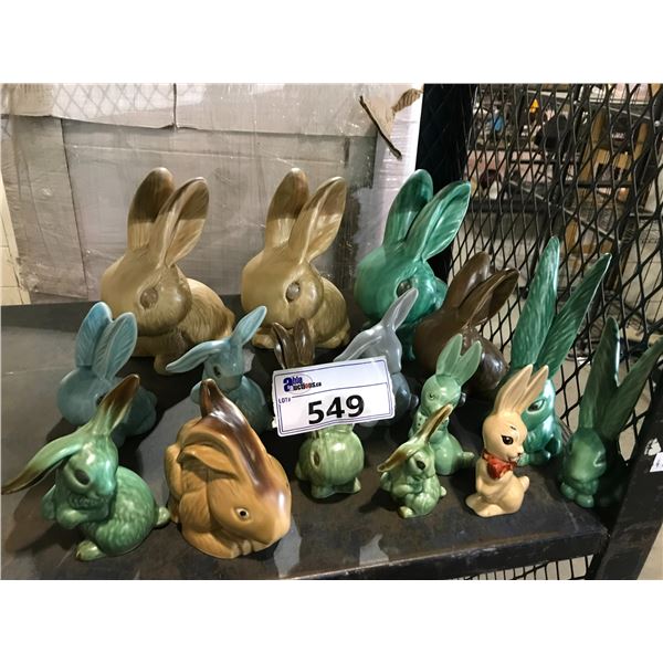 ASSORTED SYLVAC POTTERY BUNNY FIGURES