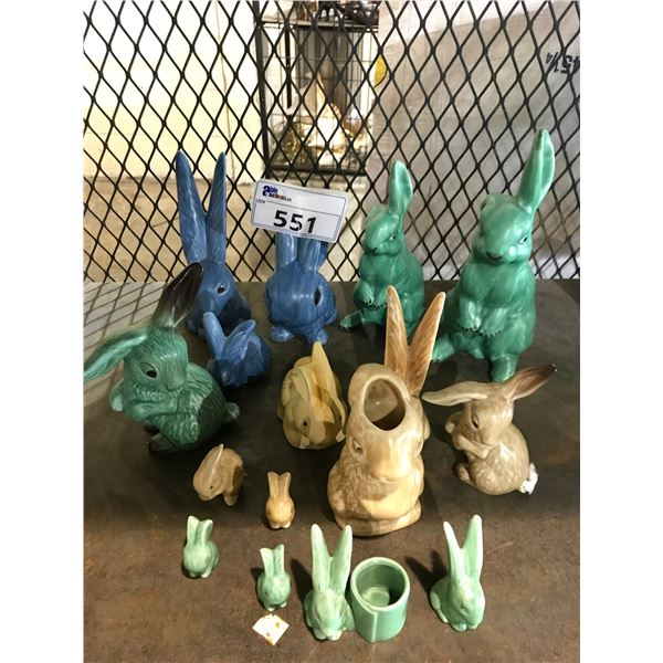 ASSORTED SYLVAC POTTERY BUNNY FIGURES