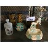 Image 1 : ASSORTED POTTERY AND GLASS COLLECTABLE FIGURES AND VASES, SOME STAMPED MADE IN ENGLAND, ONE