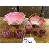 Image 1 : ASSORTED ART GLASS VASES "ONE ANTIQUE QUILTED MOTHER OF PEARL SATIN BLAST"