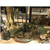 Image 2 : ASSORTED COLLECTABLES INCLUDING; WOOD CARVED FIGURES, CANDLE STICKS, BUDWEISER LAMP, OIL LAMPS AND