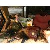 Image 2 : ASSORTED COLLECTABLES INCLUDING; VINTAGE PHONES, LAMP, CARVED WOOD FIGURES, AND MUCH MORE