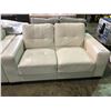 Image 2 : 3 PIECE WHITE SOFA SET WITH SOFA, LOVE SEAT AND LOUNGE CHAIR SOME DAMAGES