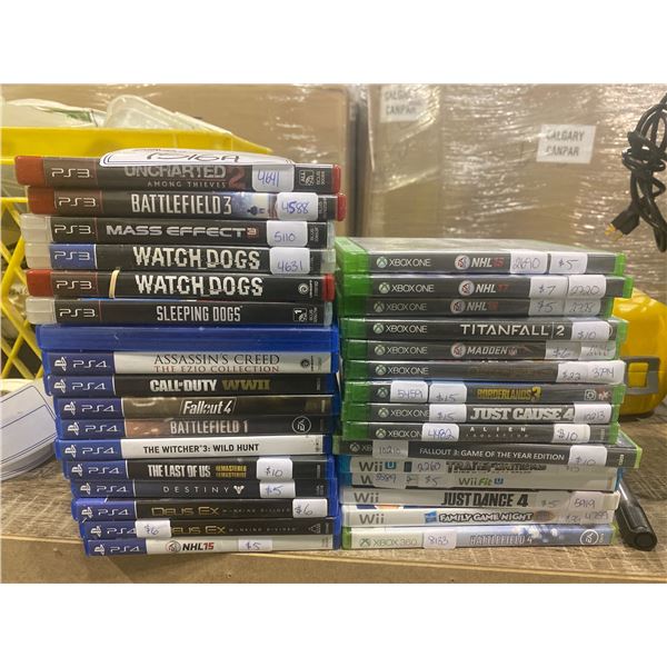ASSORTED VIDEO GAMES: PS4, PS3, WII, WII U, XBOX ONE, XBOX 360
