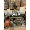 Image 1 : 2 TIER ROLLING CART WITH CONTENTS INCLUDING; ELECTRICAL CLAMPS, BLUESHIELD COVERED ELECTRODES,